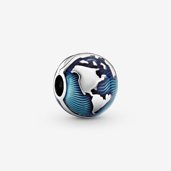 Pandora Blue Globe Clip Charm - Picture 1 of 4